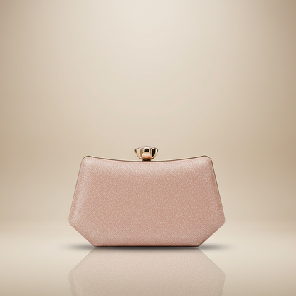 Elegant Shimmer Box Clutch with Gold Clasp (CR-040)