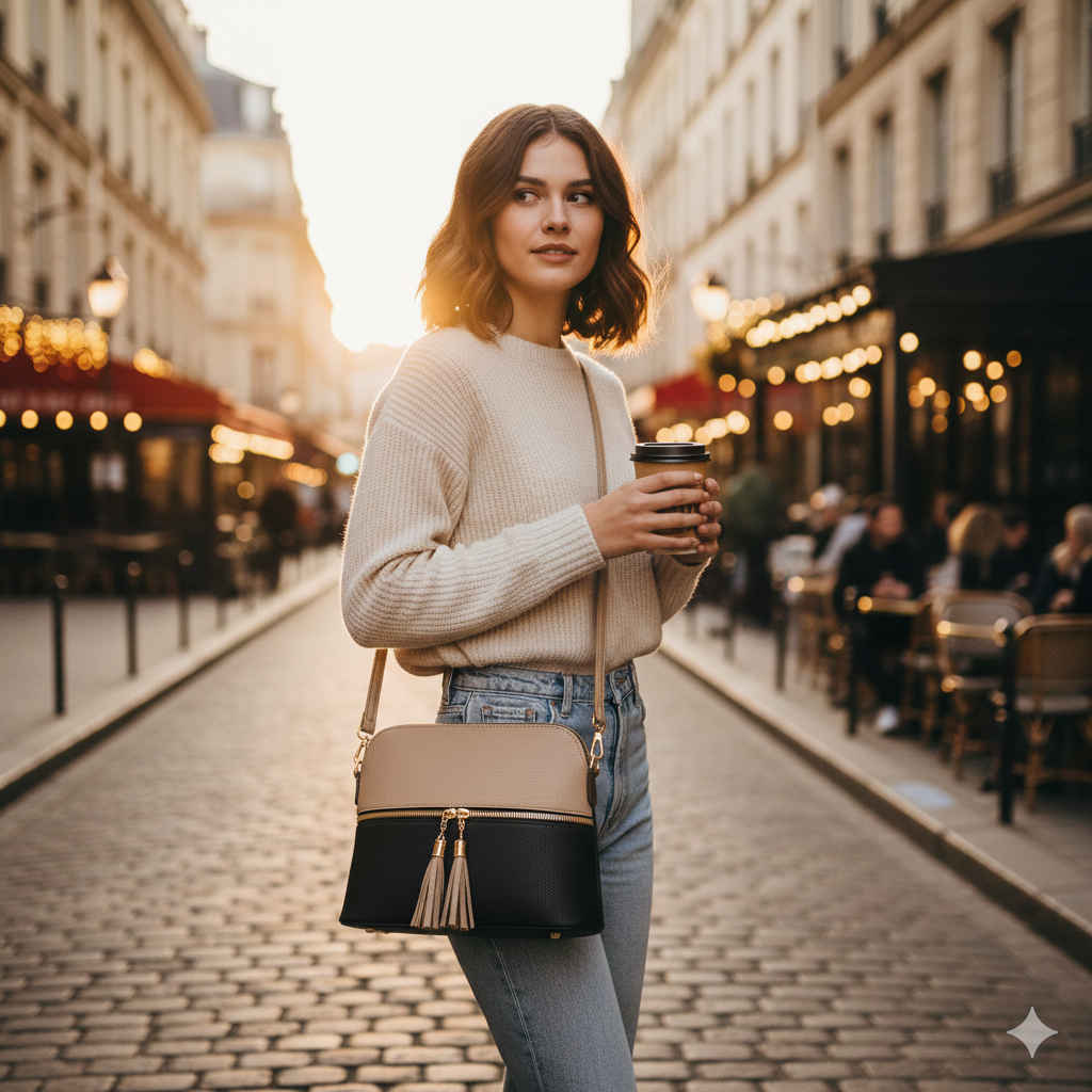 Two-Tone Tassel Crossbody Bag (CR-041 )