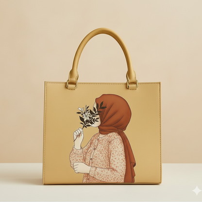 Hijab Girl Black Canvas Tote Bag (CR-053)