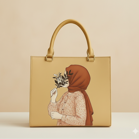 Hijab Girl Black Canvas Tote Bag (CR-053)