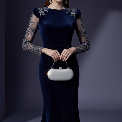 Luxury Glitter Oval Clutch (CR-037)