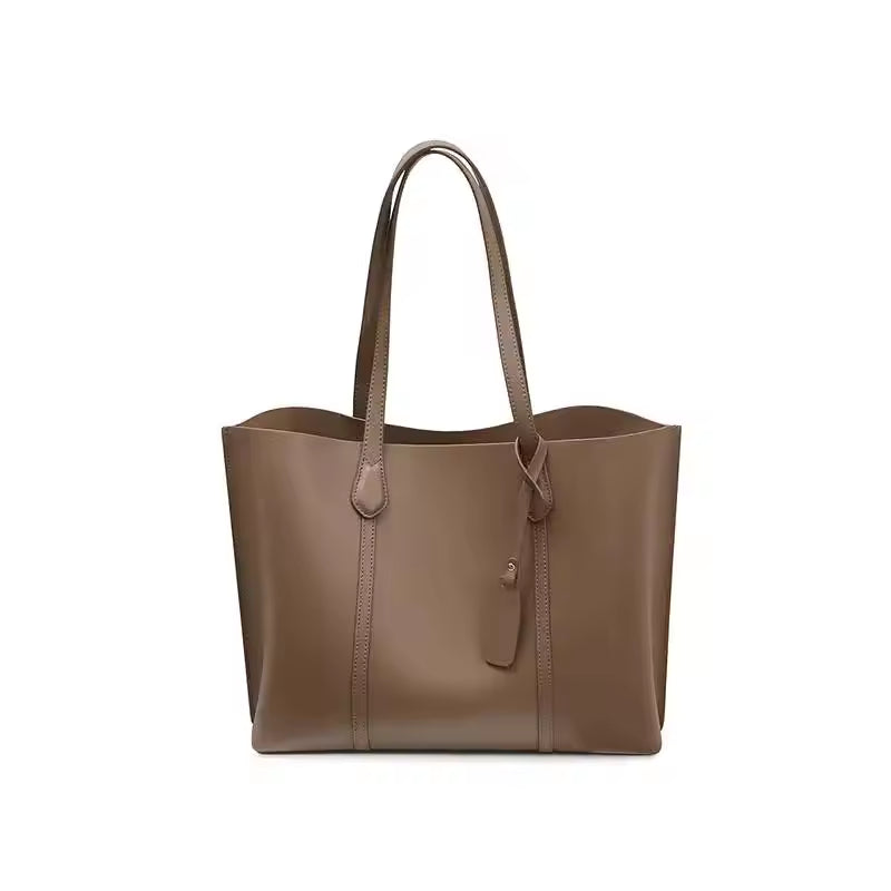 Minimalist Caramel Vegan Leather Tote Bag (CR-057)