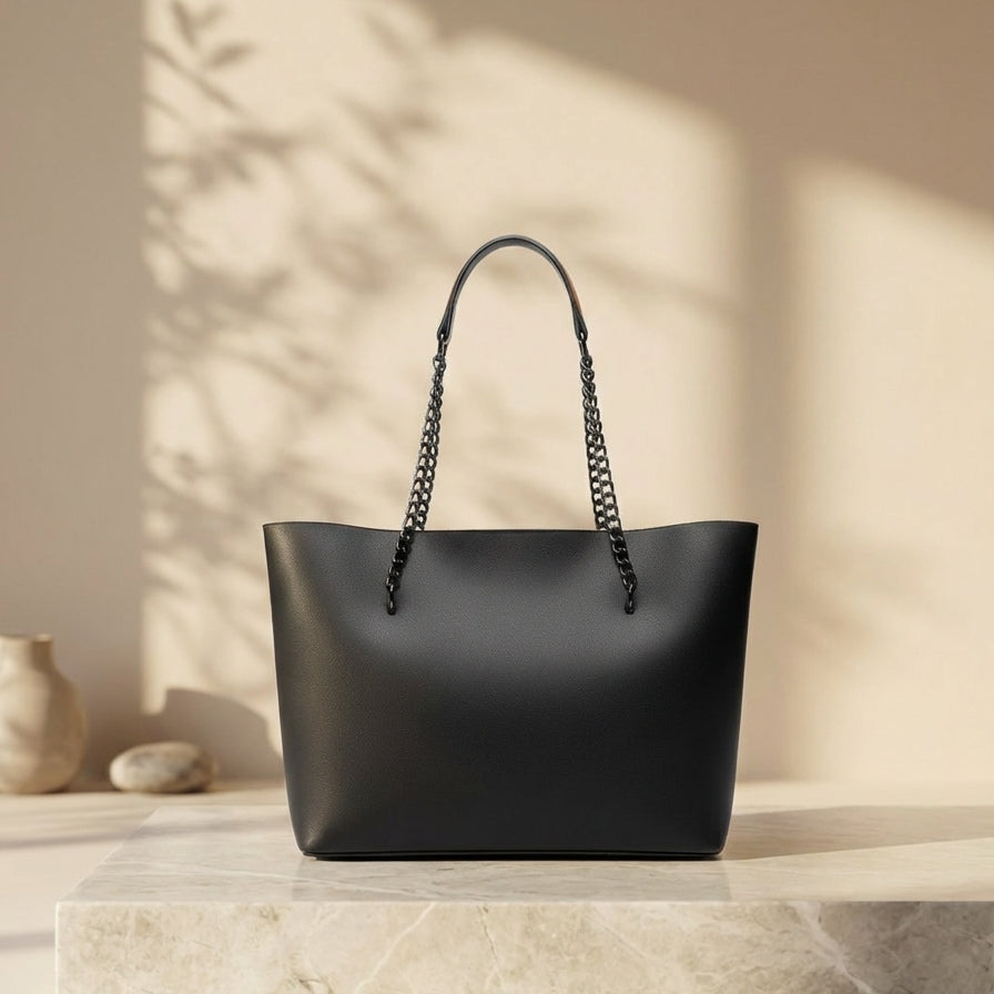 Tote Bag Chic Chain-Strap Leather Tote CR-020