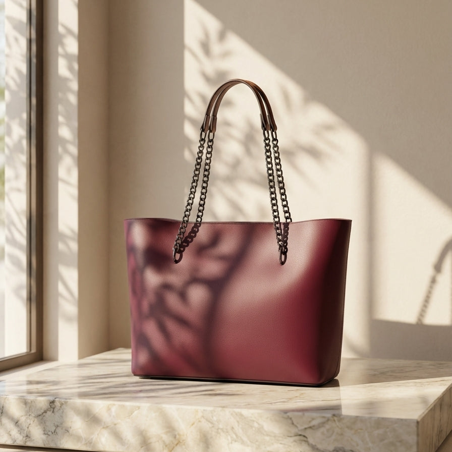 Tote Bag Chic Chain-Strap Leather Tote CR-020