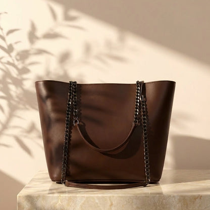 Tote Bag Chic Chain-Strap Leather Tote CR-020
