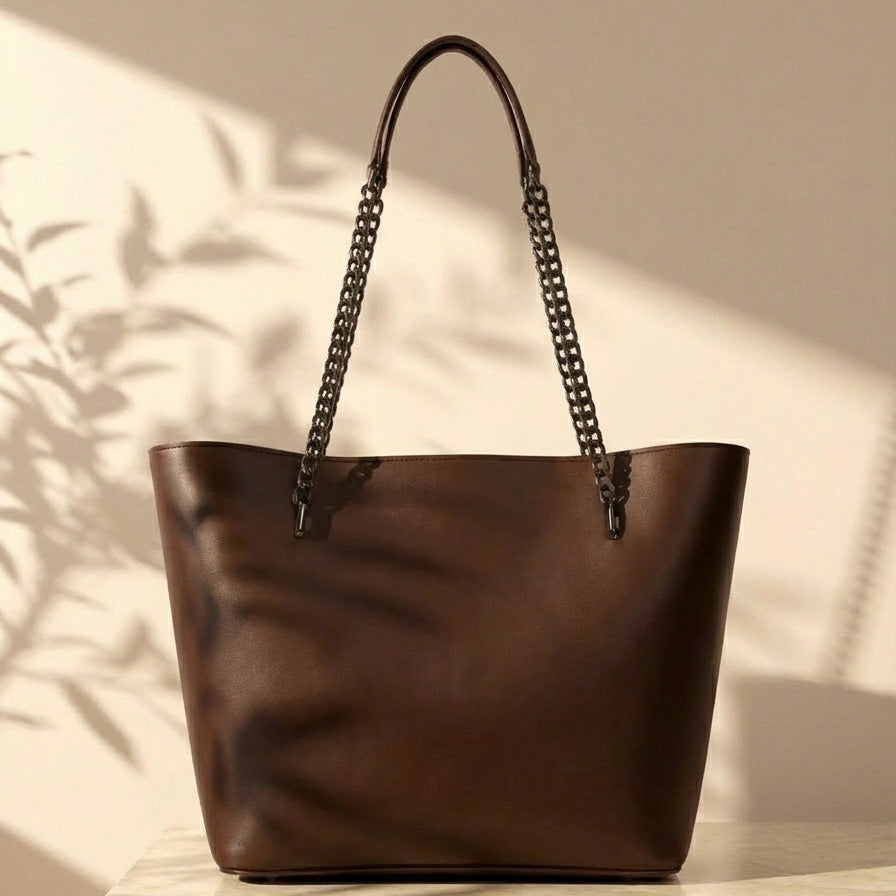 Tote Bag Chic Chain-Strap Leather Tote CR-020