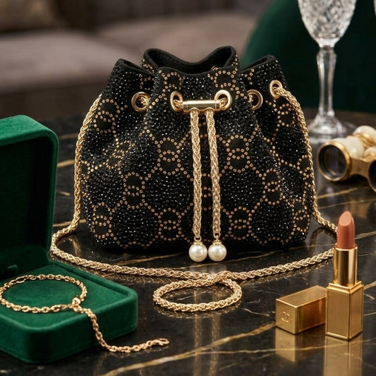 Midnight Crystal Bucket Bag