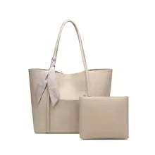 Elegant Ivory Tote Bag with Scarf Accent (ZTS-CR-049)
