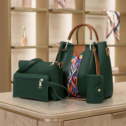Women's Handbags 4-Piece Set with Zipper Closure CR-003
