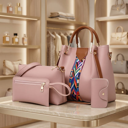 Women's Handbags 4-Piece Set with Zipper Closure CR-003