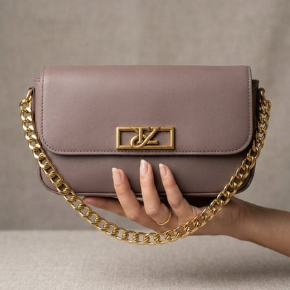 Aurora Luxe Chain Shoulder Bag – Elegant Taupe (CR-120)