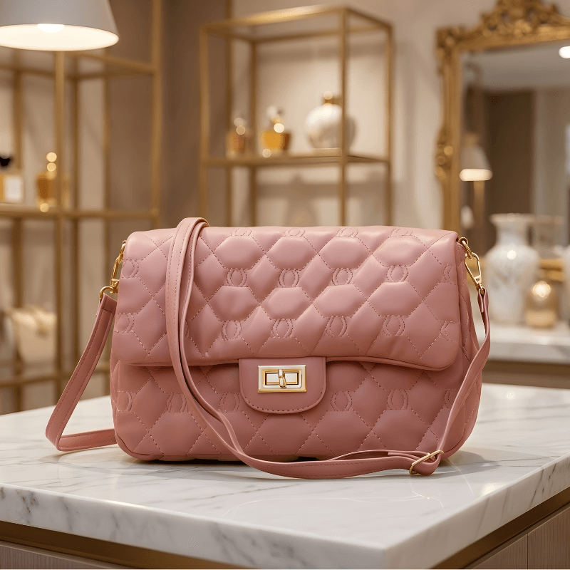 Shoulder Bag, Caramel Quilted Strap Stylish Bag  for Women CR-058