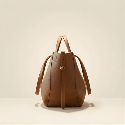 Spacious Tan Fox-Leather Everyday Shoulder Bag CR-048