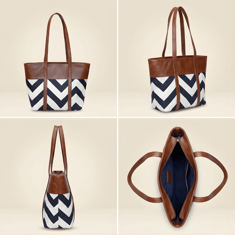 Premium Zig-Zag Pattern Tote Bag Stylish Women’s CR-061