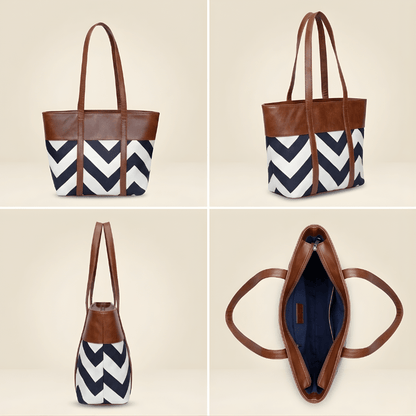 Premium Zig-Zag Pattern Tote Bag Stylish Women’s CR-061