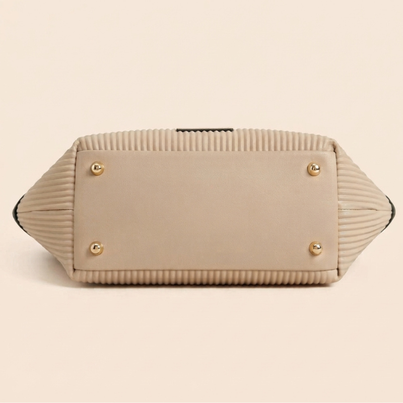 Luxury Ribbon-Accent Pleated Tote Bag CR-045