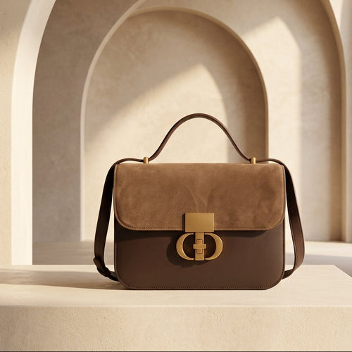 Luxury Suede Dual Tone Ladies Handbag CR-122