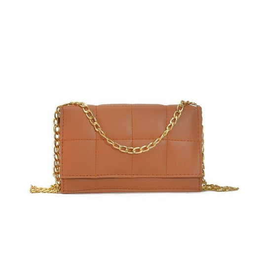 Tan Quilted Chain Sling Bag – Subtle Glam, Everyday Ready
