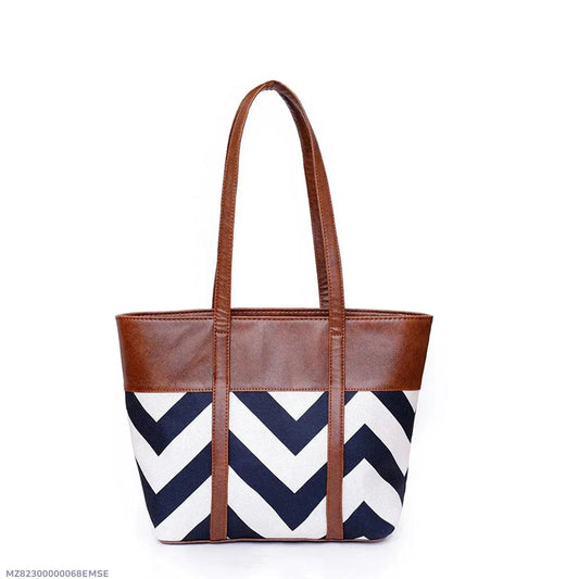 Chevron Detail Tote Bag with Faux Leather Finish (ZTS-CR-061)