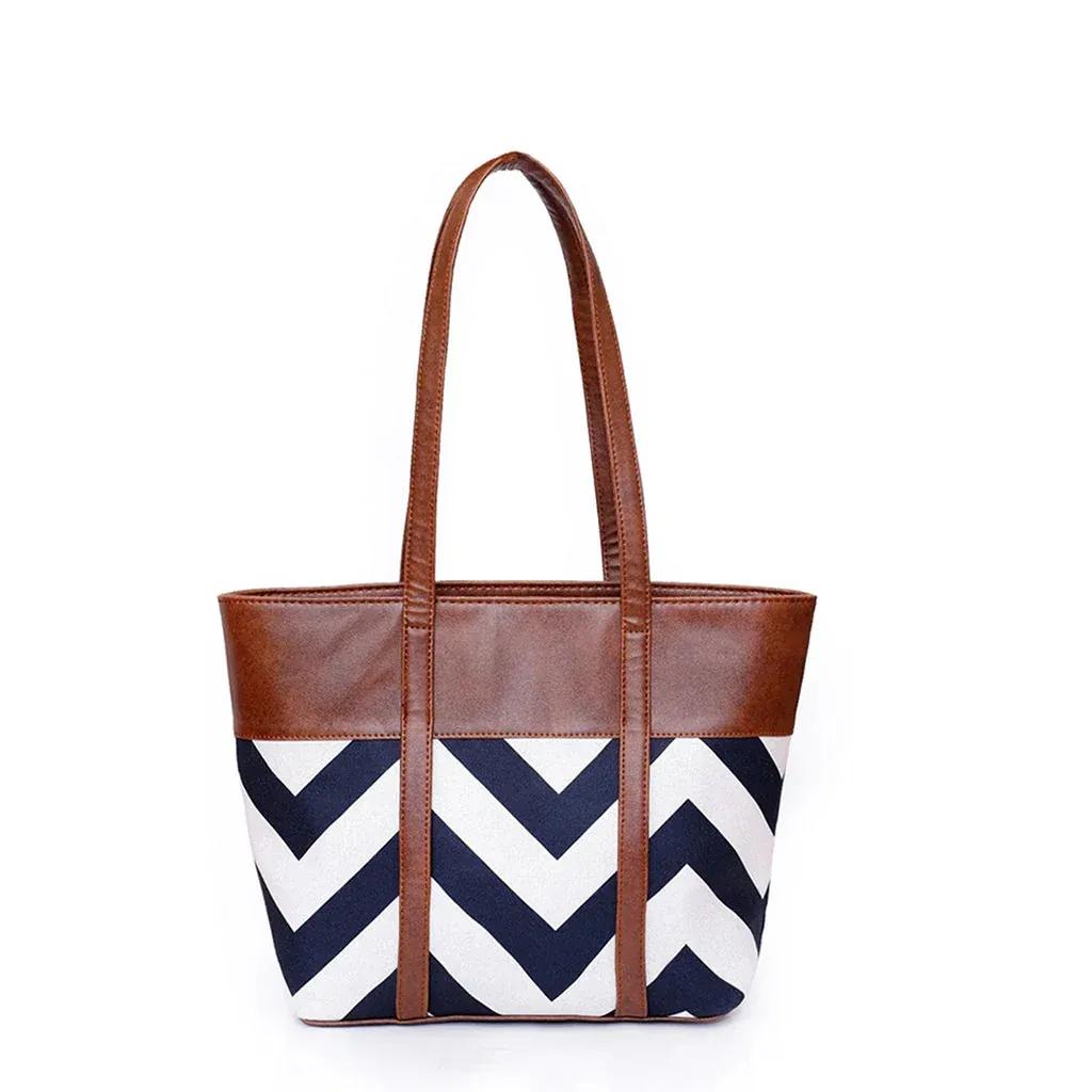 Chevron Detail Tote Bag with Faux Leather Finish (ZTS-CR-061)