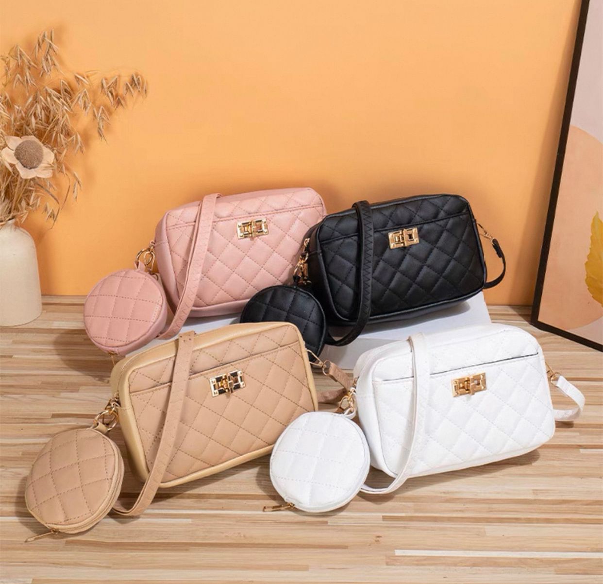 Quilted Sling Bag with Mini Coin Pouch – Trendy & Functional