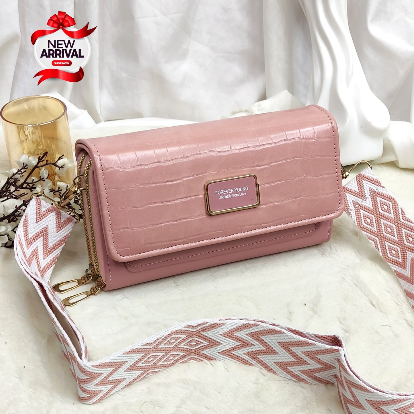 Forever Young Croc-Textured Sling Wallet – With Designer Strap