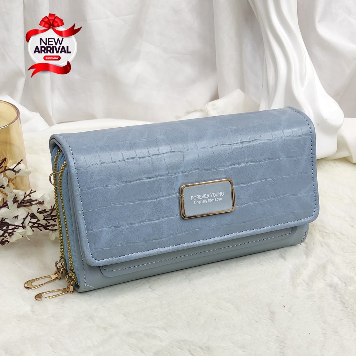 Forever Young Croc-Textured Sling Wallet – With Designer Strap