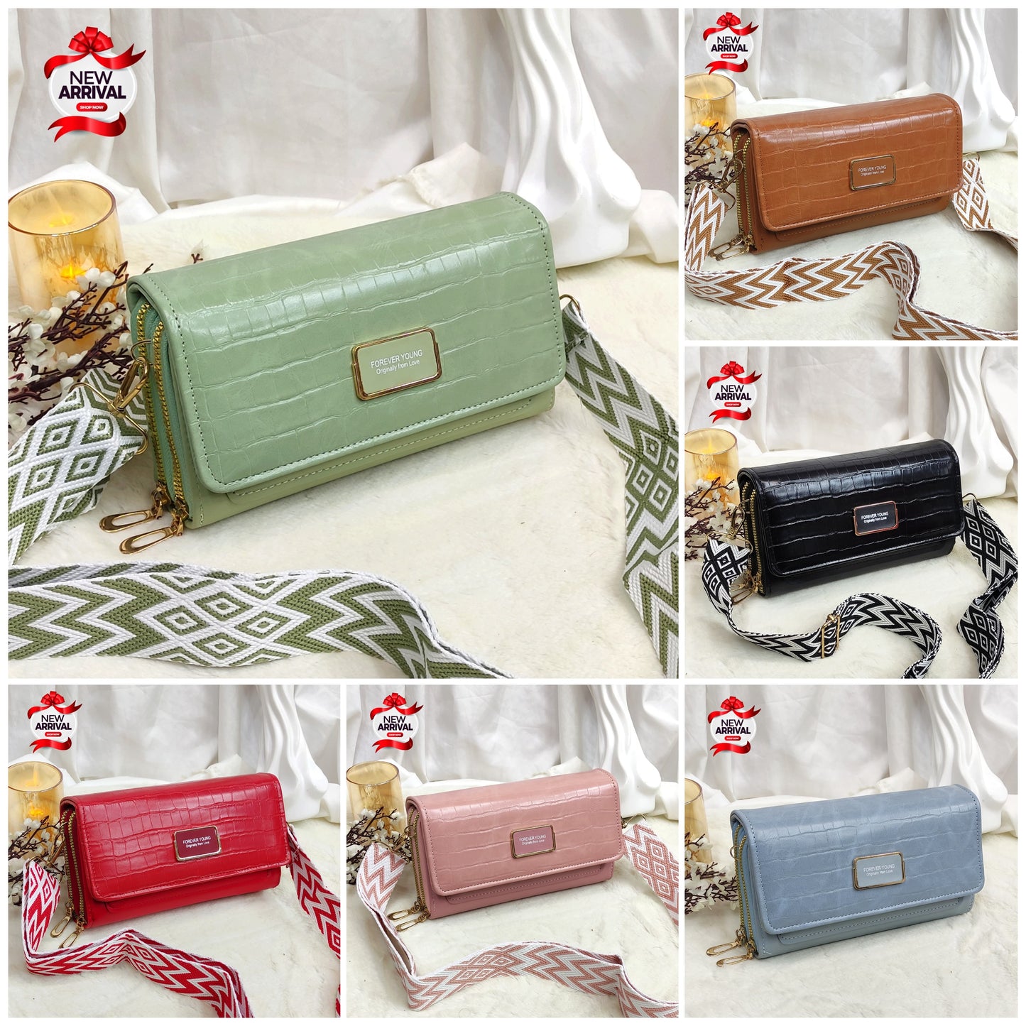 Forever Young Croc-Textured Sling Wallet – With Designer Strap