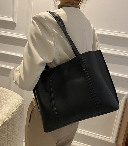 Minimalist Caramel Vegan Leather Tote Bag (CR-057)