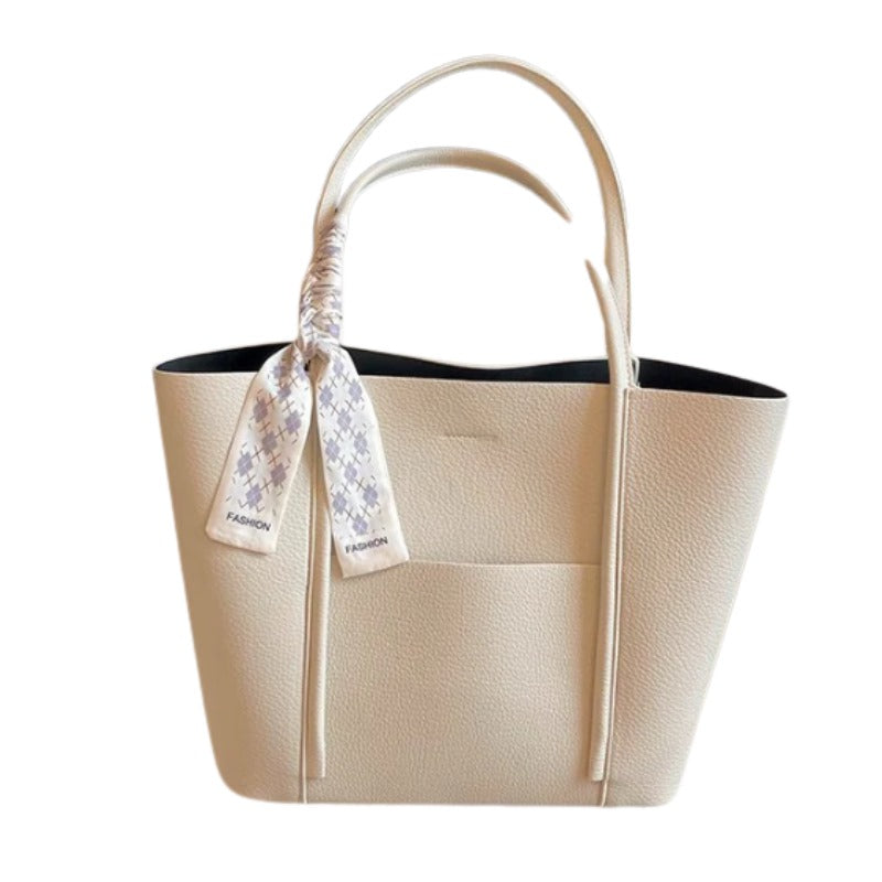 Elegant Ivory Tote Bag with Scarf Accent (ZTS-CR-049)