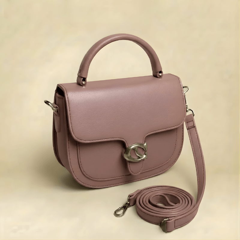 Premium Tan Saddle Handbag with Metallic Clasp – Elegant Ladies Bag CR-126