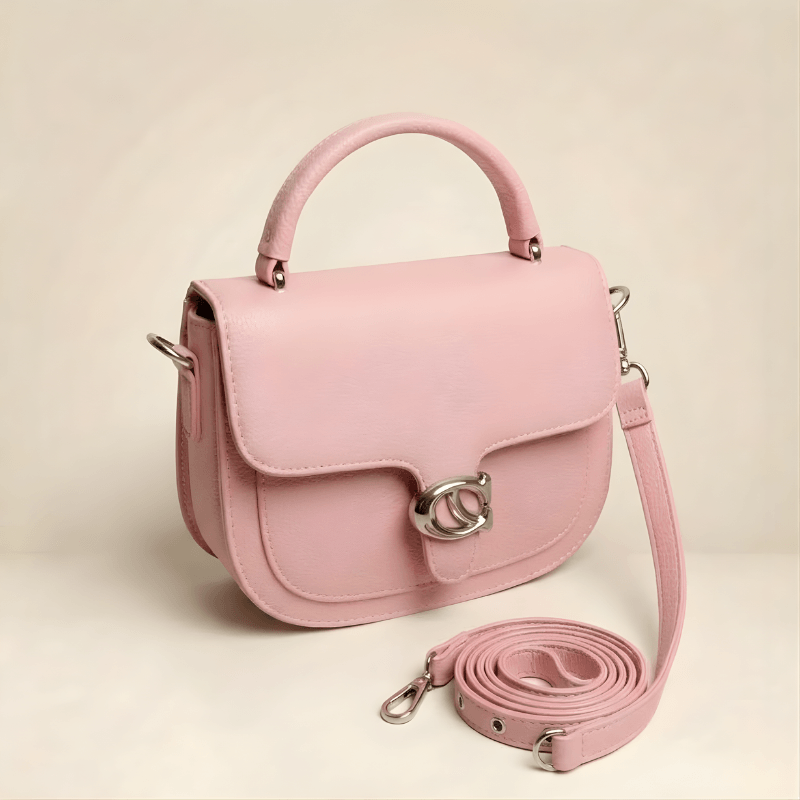 Premium Tan Saddle Handbag with Metallic Clasp – Elegant Ladies Bag CR-126