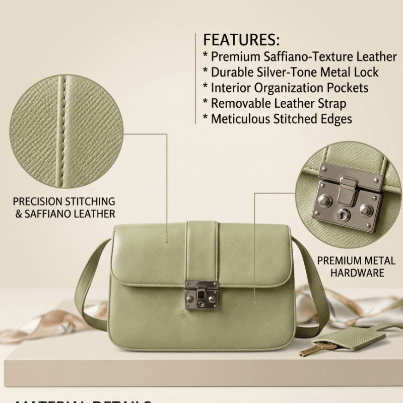 Classic Tan  PU Leather Crossbody Bag with Metallic Lock CR_097
