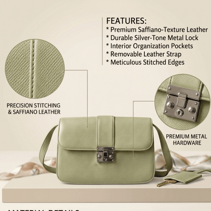 Classic Tan  PU Leather Crossbody Bag with Metallic Lock CR_097