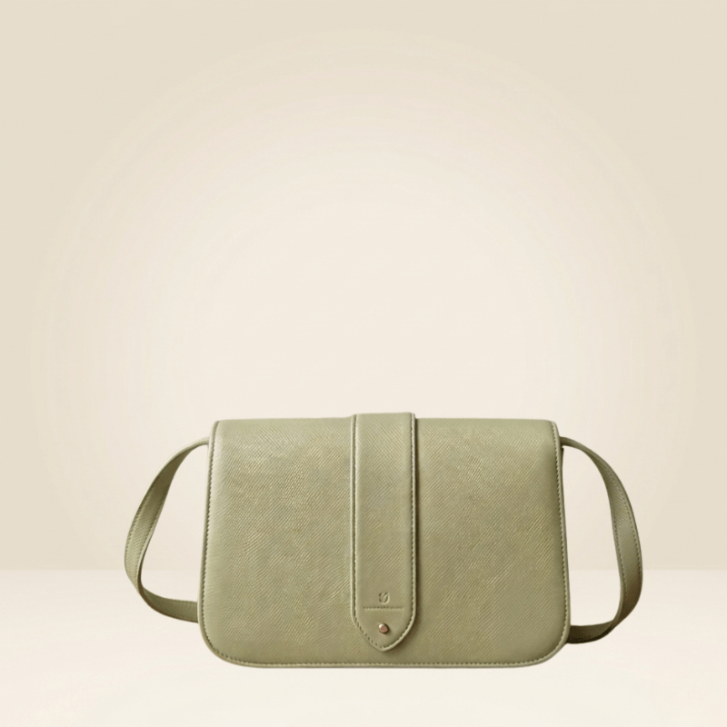 Classic Tan  PU Leather Crossbody Bag with Metallic Lock CR_097