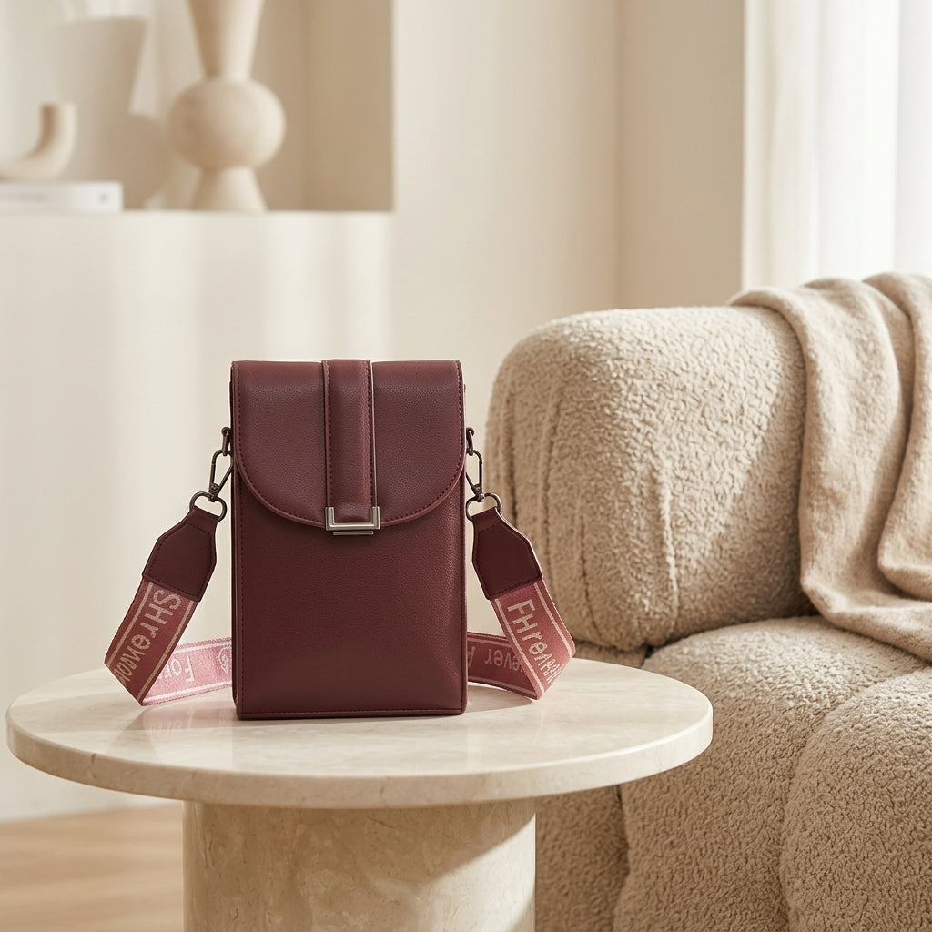 Crossbody Bag Premium Maroon Mobile Sling Bag with Wide Strap CR_031