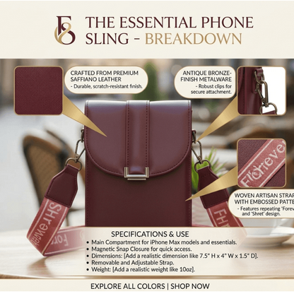 Crossbody Bag Premium Maroon Mobile Sling Bag with Wide Strap CR_031