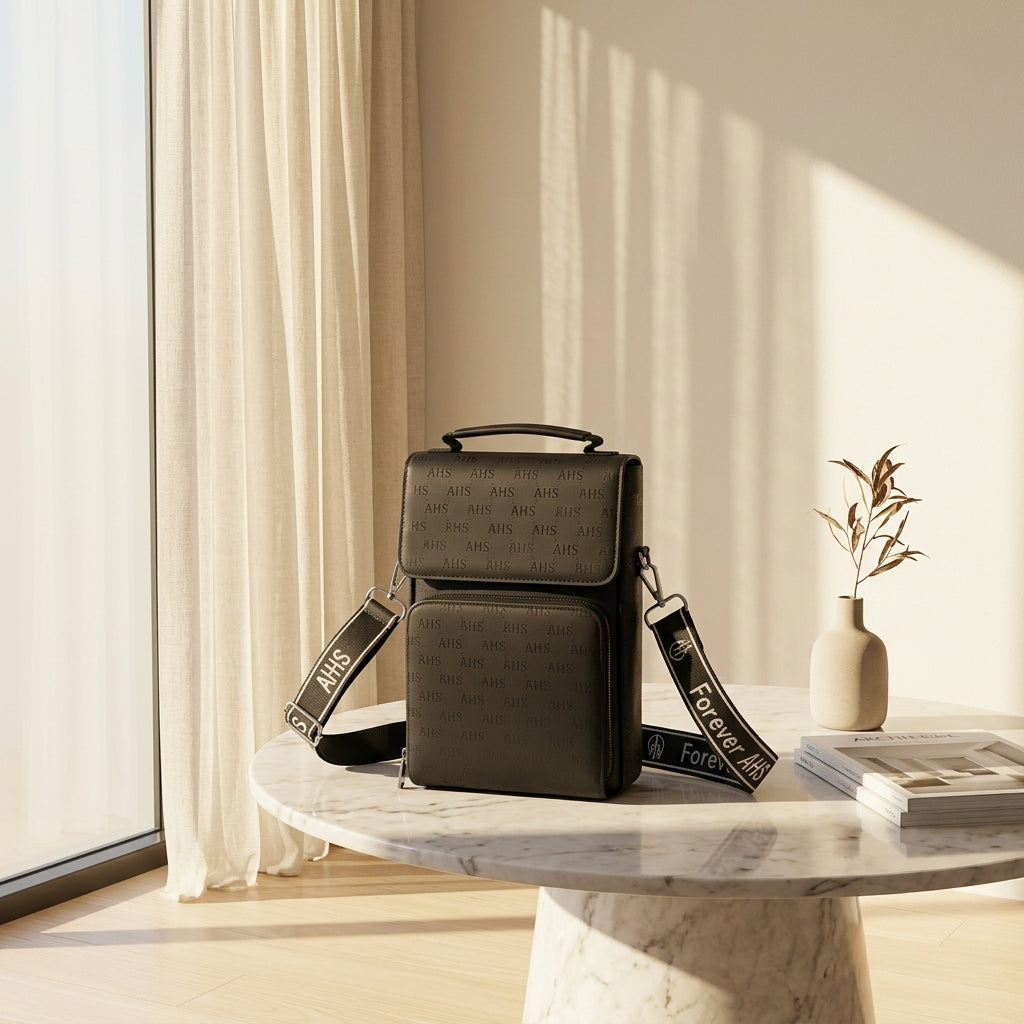 Crossbody Bag Premium Black Mobile Sling Bag with Wide Strap CR-006