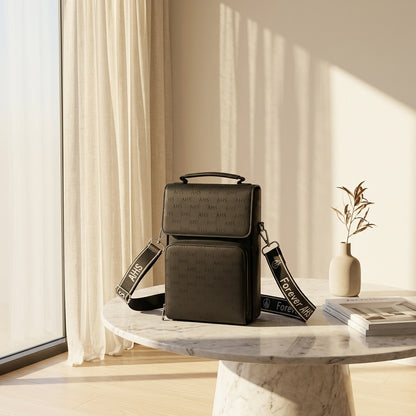 Crossbody Bag Premium Black Mobile Sling Bag with Wide Strap CR-006