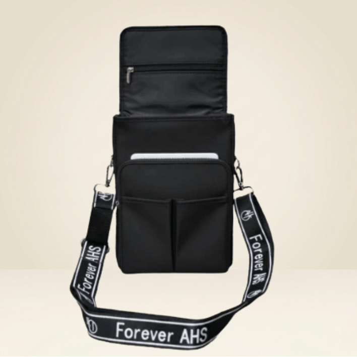 Crossbody Bag Premium Black Mobile Sling Bag with Wide Strap CR-006