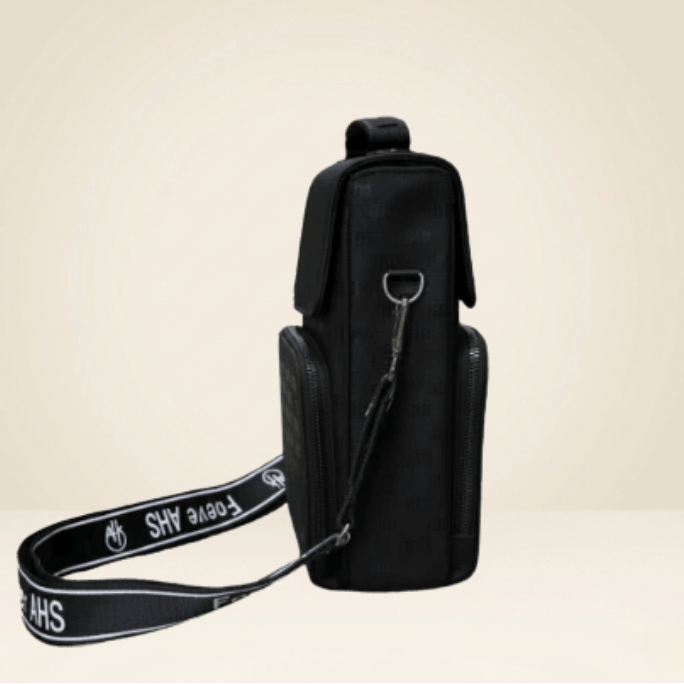 Crossbody Bag Premium Black Mobile Sling Bag with Wide Strap CR-006