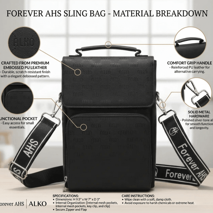 Crossbody Bag Premium Black Mobile Sling Bag with Wide Strap CR-006