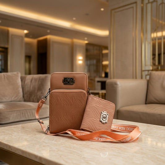 Crossbody Bag for women Textured Cross-body Mobile Bag & Wallet Set CR-009