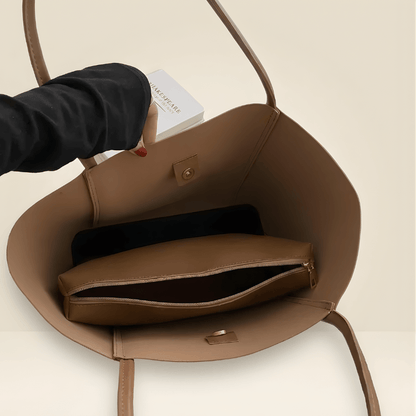 Trendy Brown Tote Bag with Scarf & Pouch CR-049
