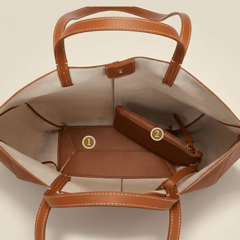 Spacious Tan Fox-Leather Everyday Shoulder Bag CR-048