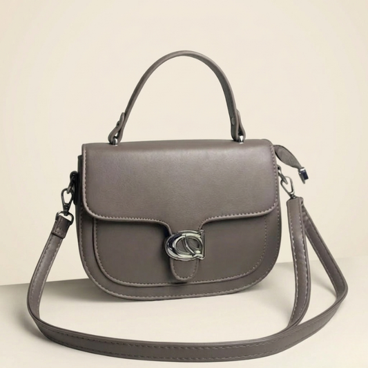 Premium Tan Saddle Handbag with Metallic Clasp – Elegant Ladies Bag CR-126