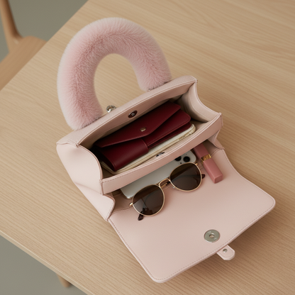 Modern Handbag Statement Fur-Handle Bag CR-137