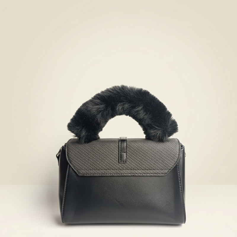 Modern Handbag Statement Fur-Handle Bag CR-137