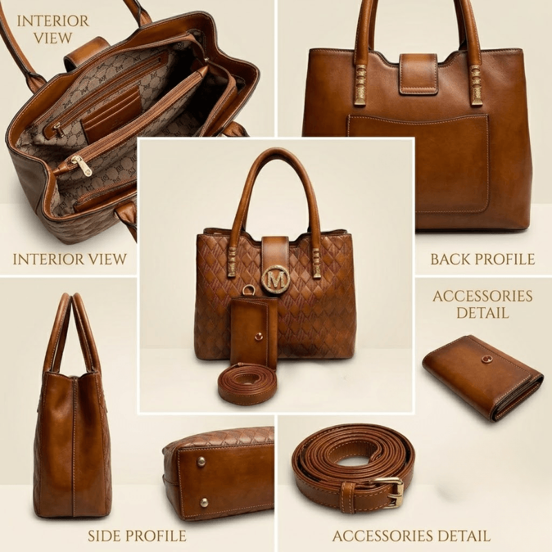 Luxury Quilted Ladies Tote Bag Matching Pouch CR-142