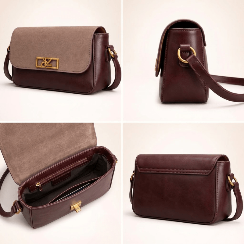 Crossbody Gold Chain, Metal Logo, Flap Closure CR-120
